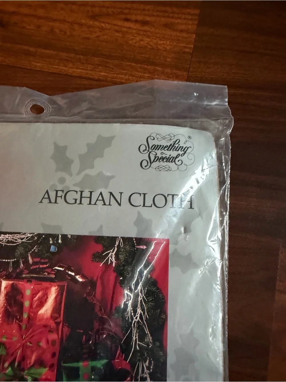Vintage NEW Holiday Afghan Cloth - White and Red Tree Skirt-Cross Stitch Craft